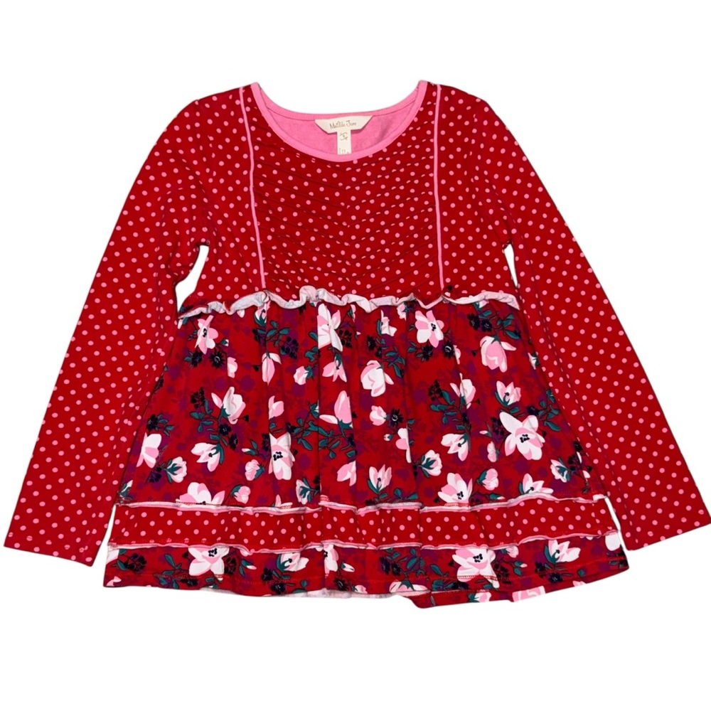 MATILDA JANE Cheerful Day Red Tunic Top Girls Moments With You Floral Size 8